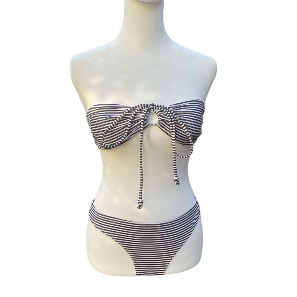 H & M Bikini Brown White Stripes Bandeau